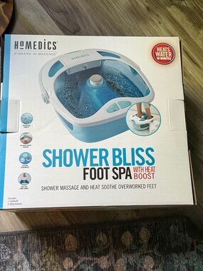 Homedics Shower Bliss Foot Spa - Blue and White - NEW (NWT)